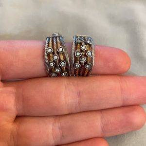 Crystal Studded Sterling Silver Hoop Earrings
